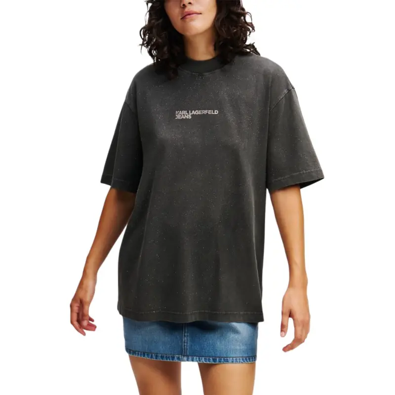 Karl Lagerfeld Jeans Glitter Logo T shirt-2