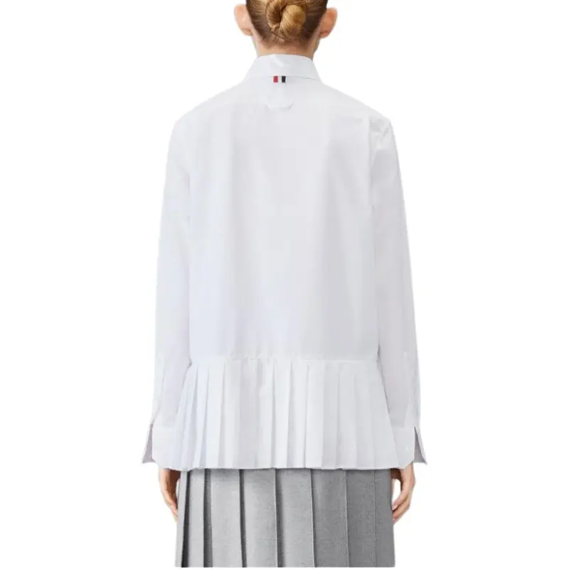 THOM BROWNE Pleated Long Sleeved Shirt-4