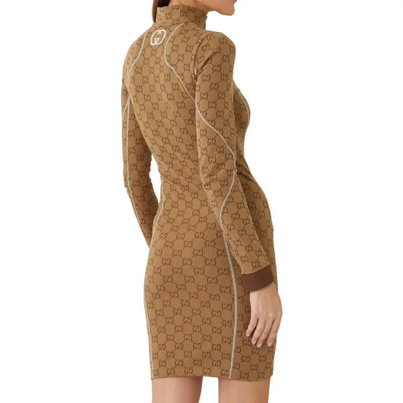 GUCCI Gg Jersey Jacquard Dress 'Beige/Ebony'-2