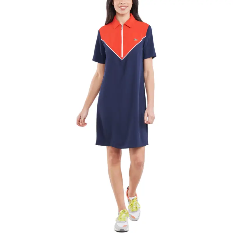 LACOSTE Short Sleeved Dress Women's Blue-1