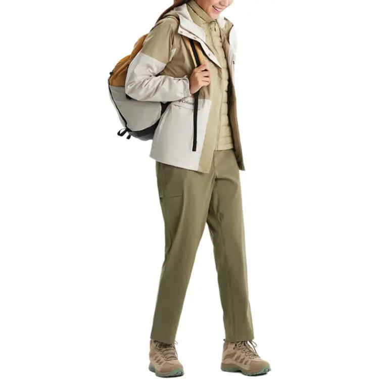 Columbia Waterproof, Windproof, Breathable, And Thermal Windbreaker Jacket Women's Khaki/White-3