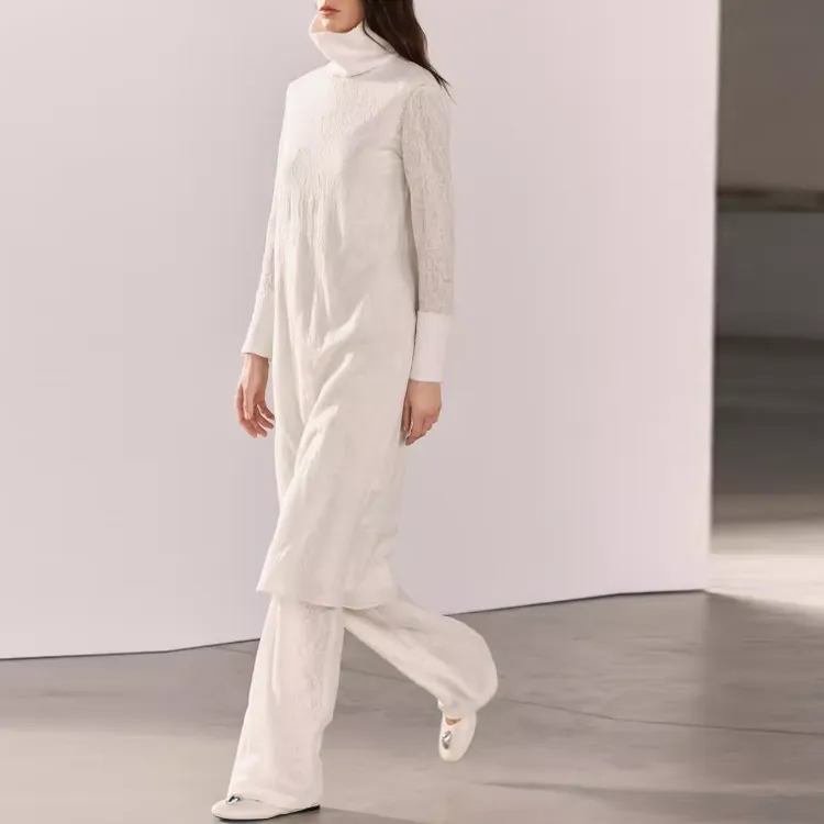 ZARA Long Sleeved Dress Women's White-3