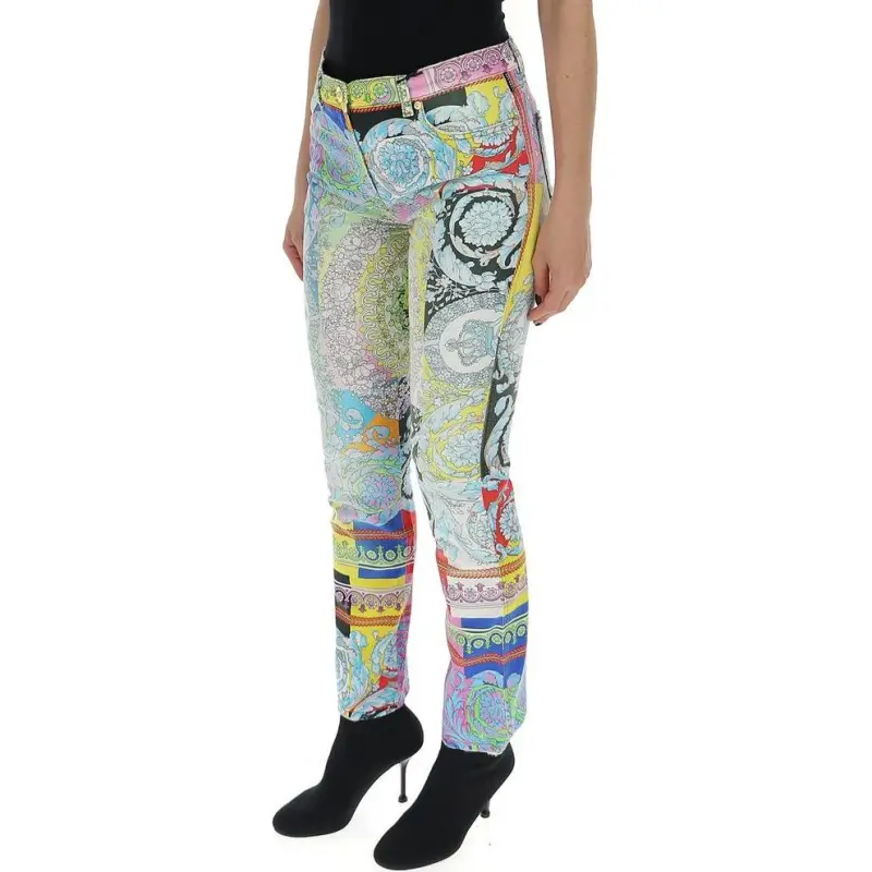 VERSACE Technicolor Barocco Print Jeans 'Multicolor'-2
