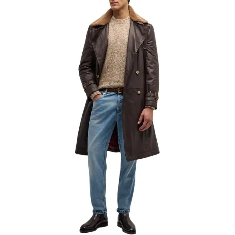 Brunello Cucinelli Double-breasted Leather Coat-1