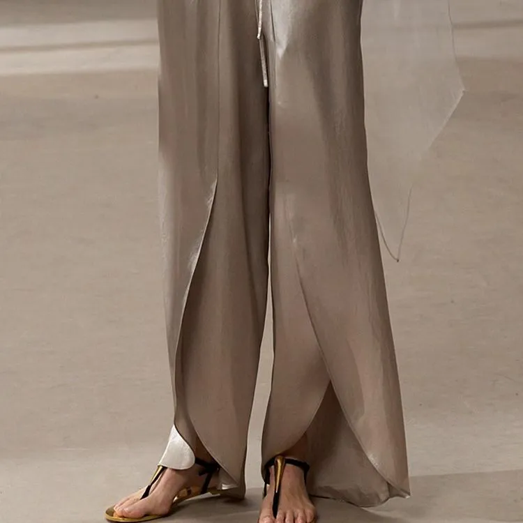 COMMON VALUE 'Zen Pāra' Casual Pants Women's Silver Gray Butterfly Wings-4