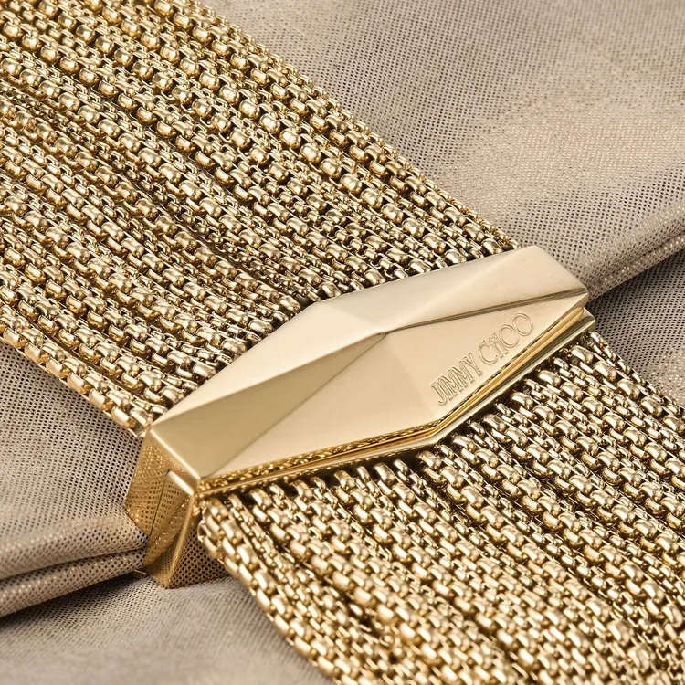 Jimmy Choo Shimmer Suede Clutch Women's Gold-4