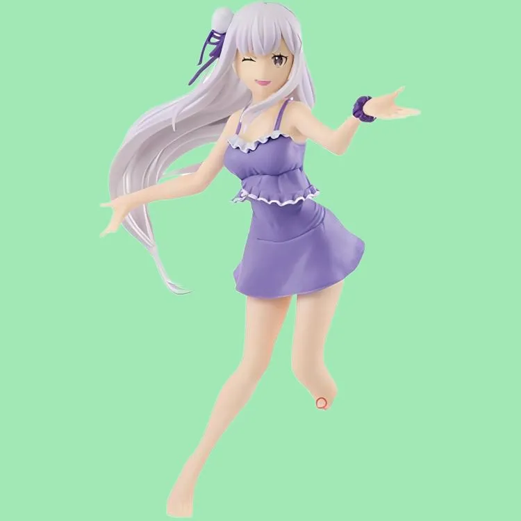 BANPRESTO Emilia Glass Factory Zero Starting Life In Another World Emilia Swimsuit 17cm Bonus Gifts-3