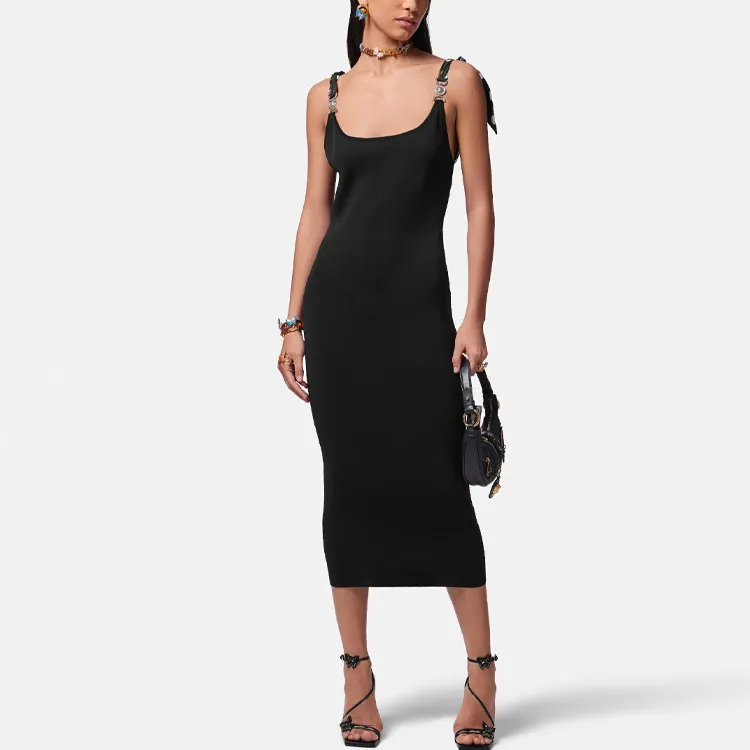 VERSACE Medusa Buckled Sleeveless Midi Dress-1