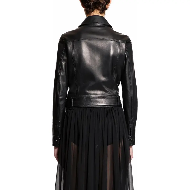SAINT LAURENT Button Up Belted Cropped Jacket-4