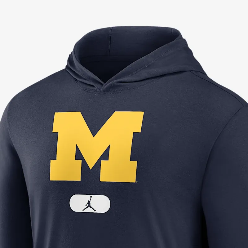Jordan Michigan Wolverines Men's Jordan Brand Dri FIT College Long Sleeve Hooded T Shirt-3
