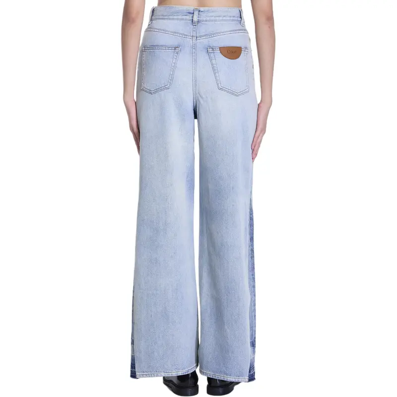 Chloé Logo Patch Wide Leg Jeans-1