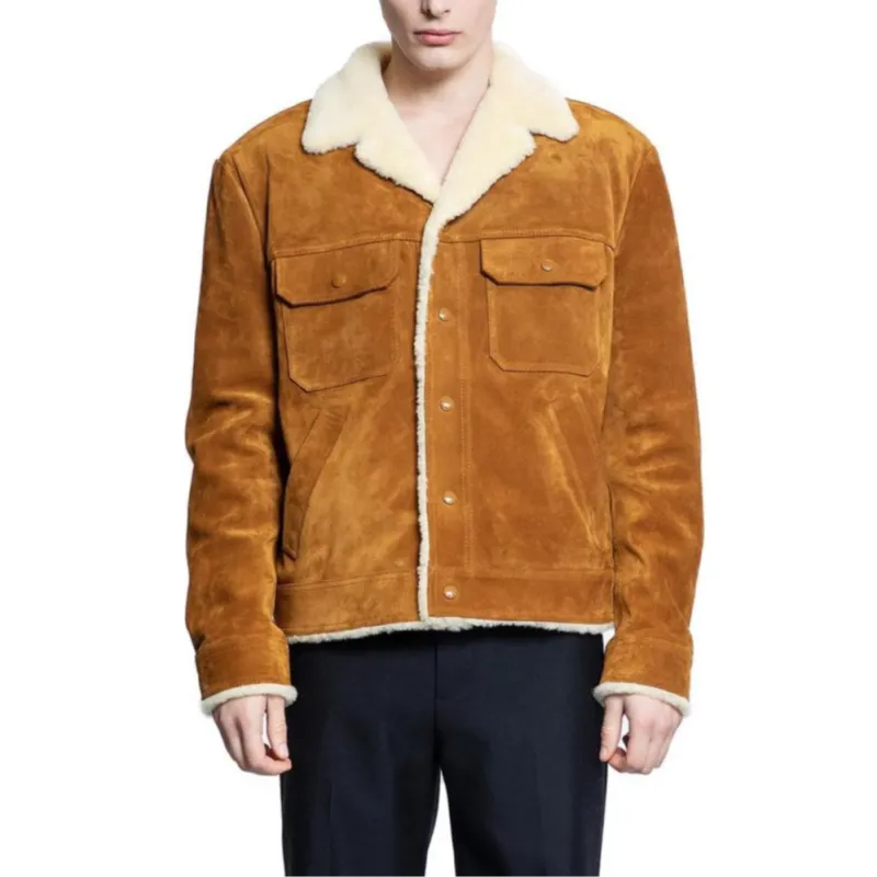CELINE Trucker Jacket In Split Calfskin-2