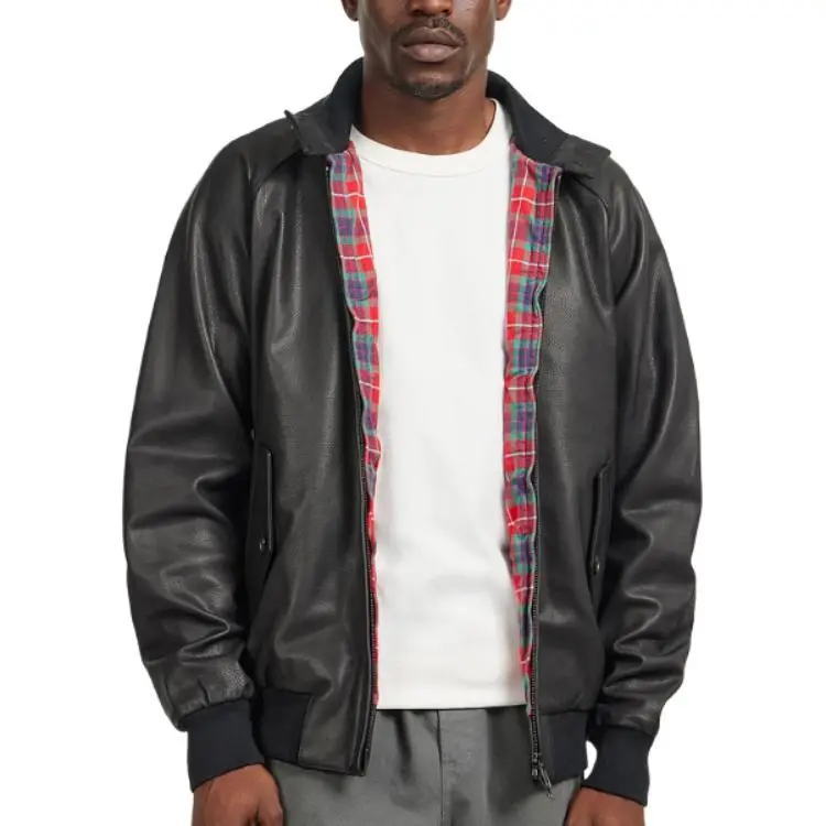 BARACUTA Leather Jacket Men's Black-1