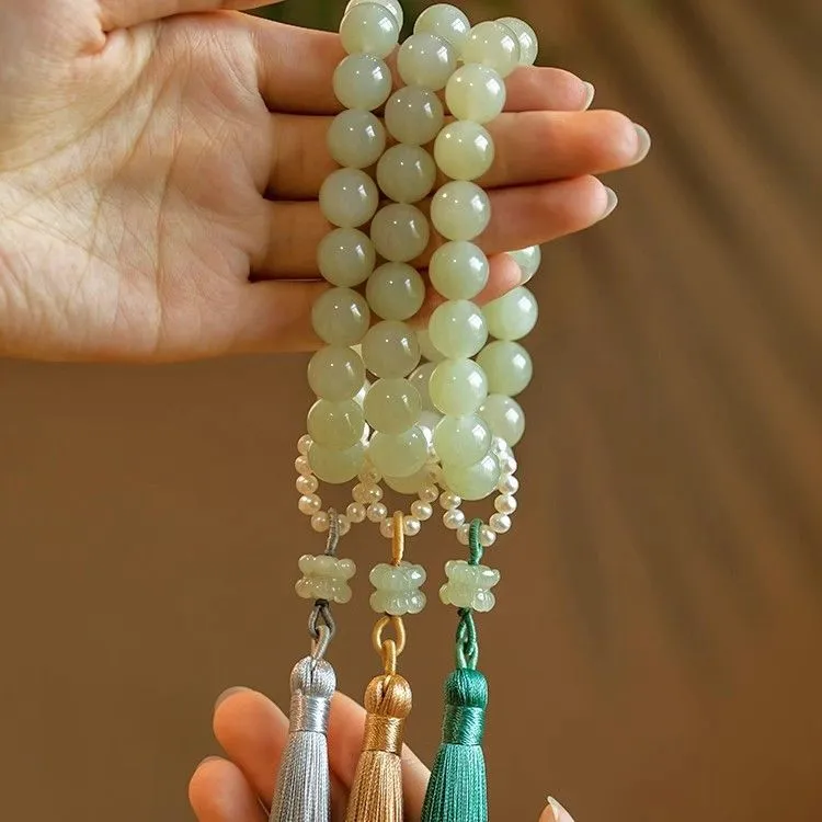 Andaozi Hetian Jade Bracelets Pale Greenish White Jade Women's-1