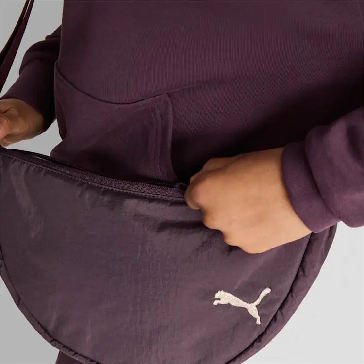 PUMA Nylon Shoulder Bag, Crossbody Bag Extra Large Women's Midnight Plum-1