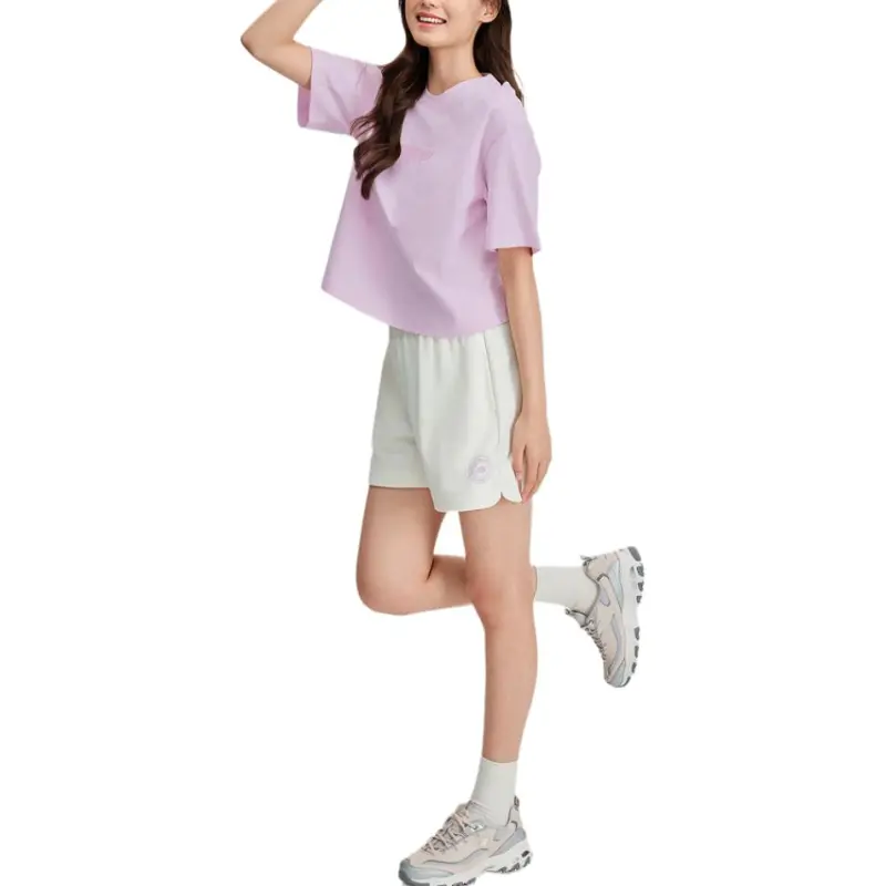 Skechers SS25 Drop Shoulder Sleeve T Shirt Women's Light Pink Red-3