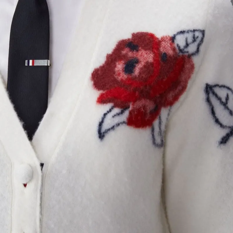 THOM BROWNE Rose Intarsia knit Cardigan-2