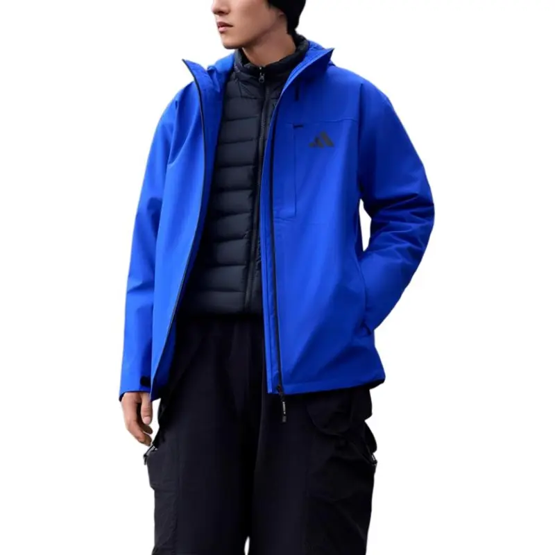 Adidas Waterproof And Windproof To Keep Warm Windbreaker Jacket Unisex Cobalt Blue-2