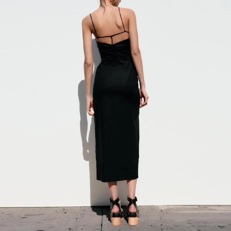 ZARA Slip Dresses Women's Black-3