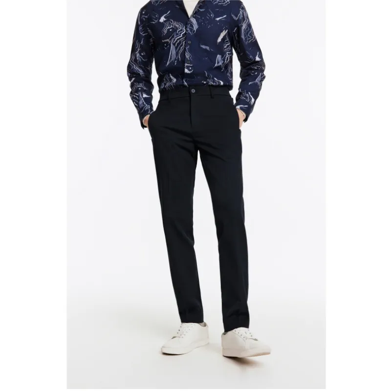 Jiumuwang Men's Pants Expert Suit Trouser Men's Navy Blue-2