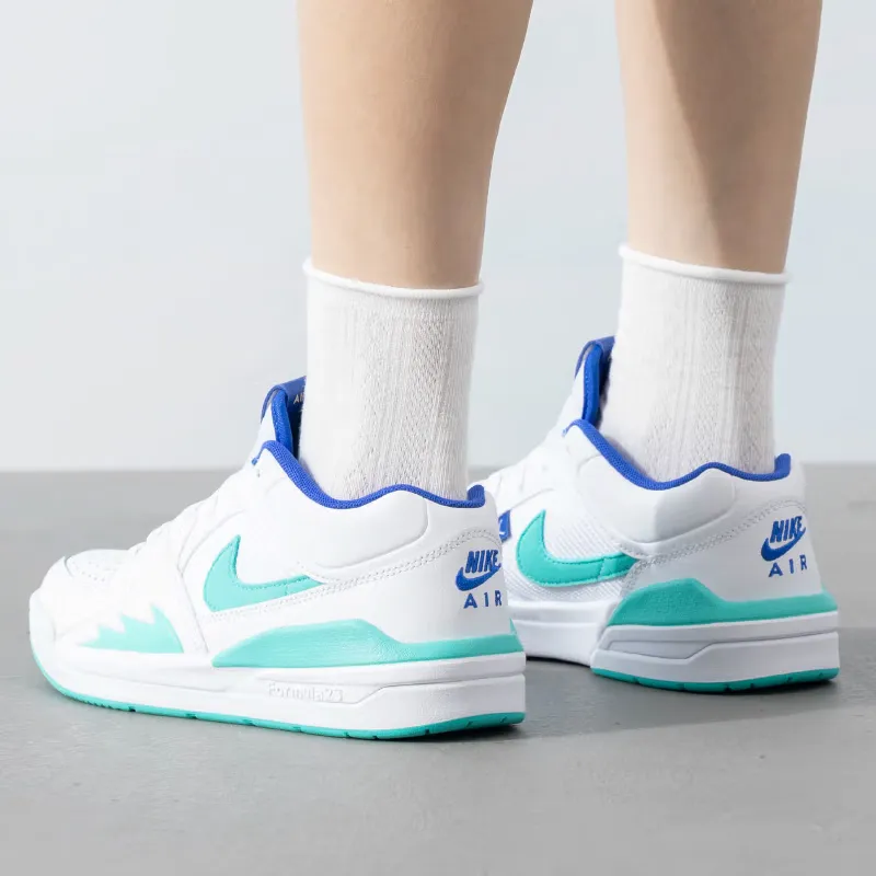 Jordan Stadium 90 Anti Slip Wear Resistant Low Top Kids' Running Shoes White Green Blue Unisex-2