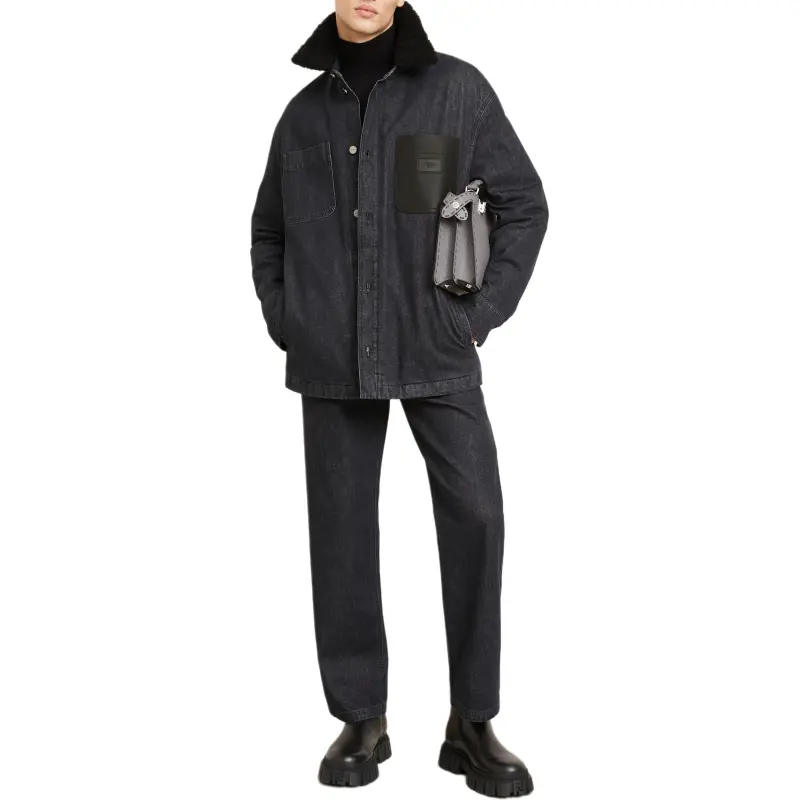 FENDI Logo Detailed Long Sleeved Denim Jacket-2