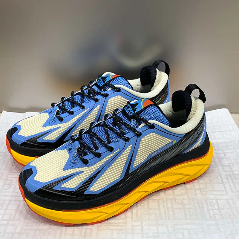 Anta Cushioning Wear Resistant Low Top Running Shoes Men's Blue Black Yellow-2