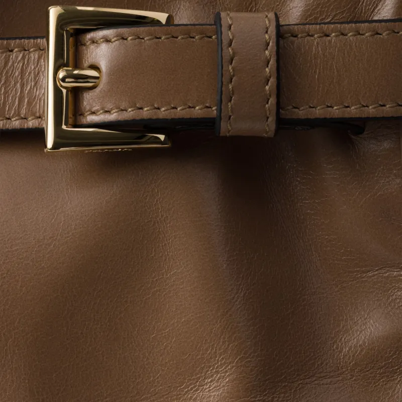 PRADA Leather Shoulder Bag, Crossbody Bag, Handbag Tubas Women's Brown-4