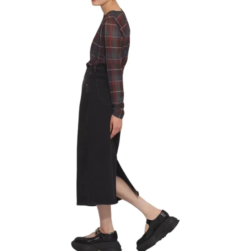 Beams Denim Long Skirts Women's Black-1