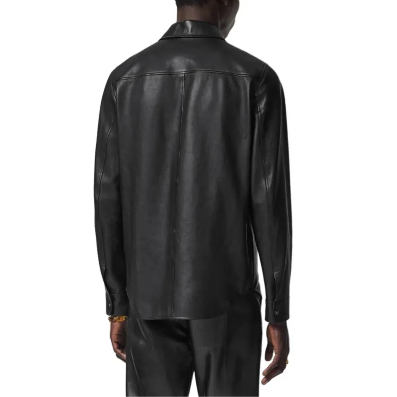 VERSACE Button Up Leather Shirt-3