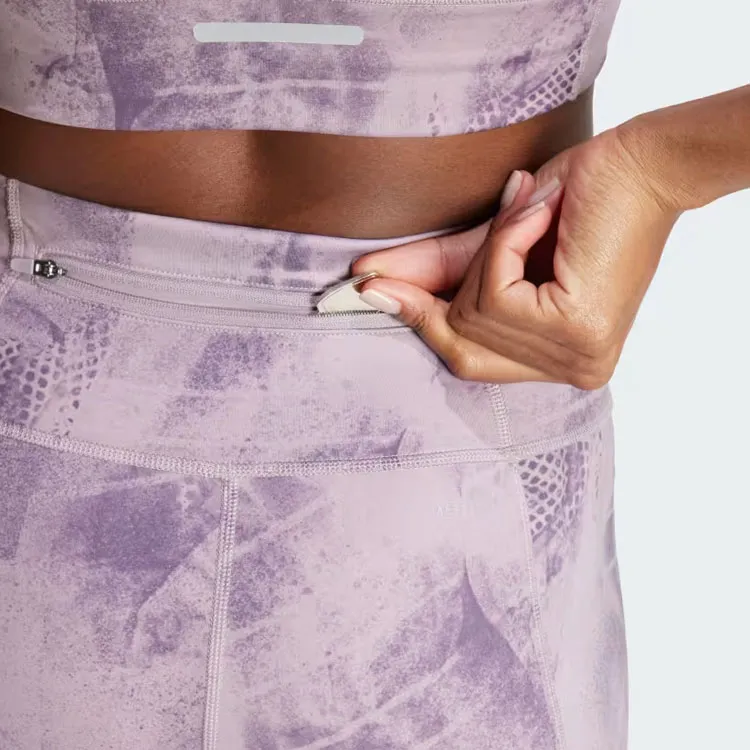 Adidas Ultimate Print 7/8 Leggings Athletic Trousers Women's Purple-4