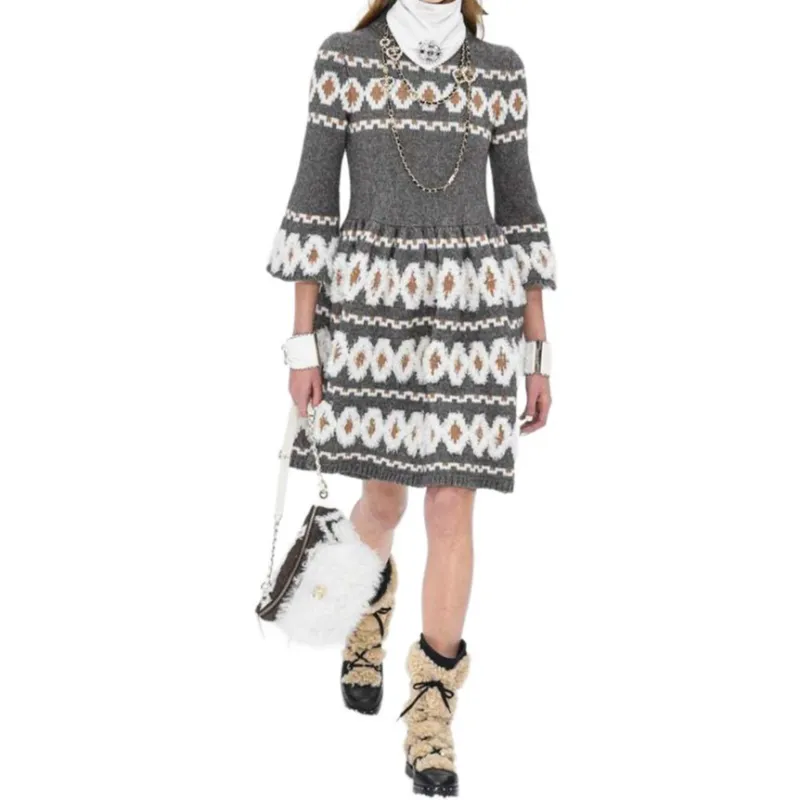 CHANEL 24 New Spring And Summer Arrivals Long Sleeved Dresses Women's Gray-1