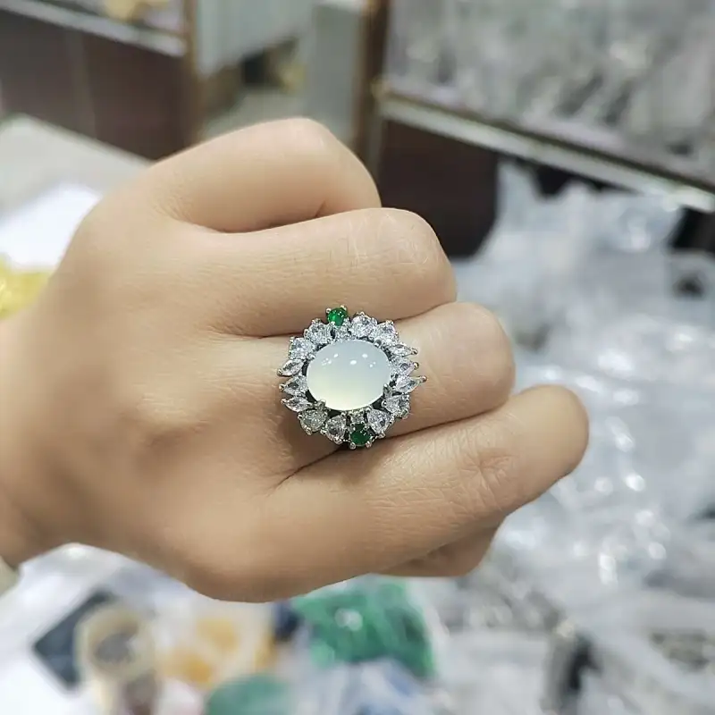 Gifts Chalcedony Jade Rings Women's-9
