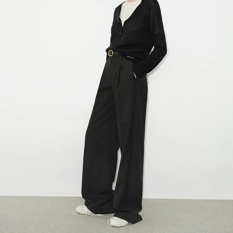 MOCO Suit Trouser Women's Black Gray Stripes-2