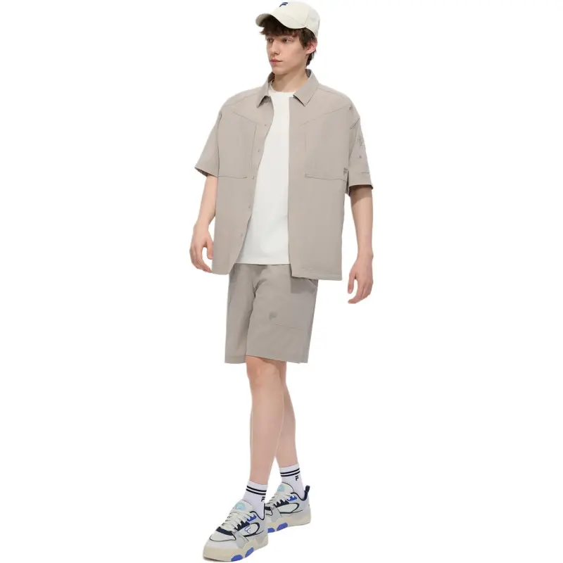 FILA FUSION LIFEFUSIONEER Shirt Men's Gray Stone Brown BN-1