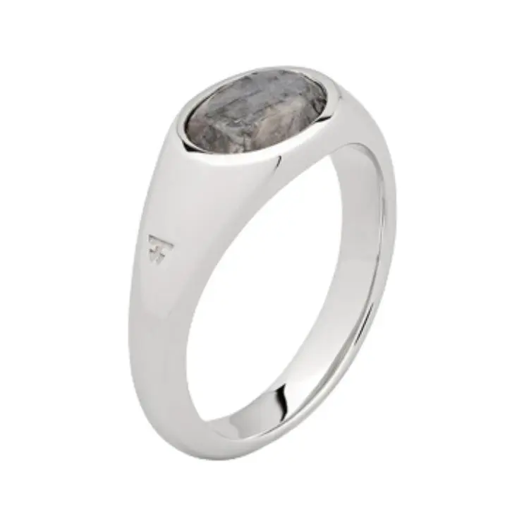 TOM WOOD Joe Recycled Silver Larvikite Ring-1