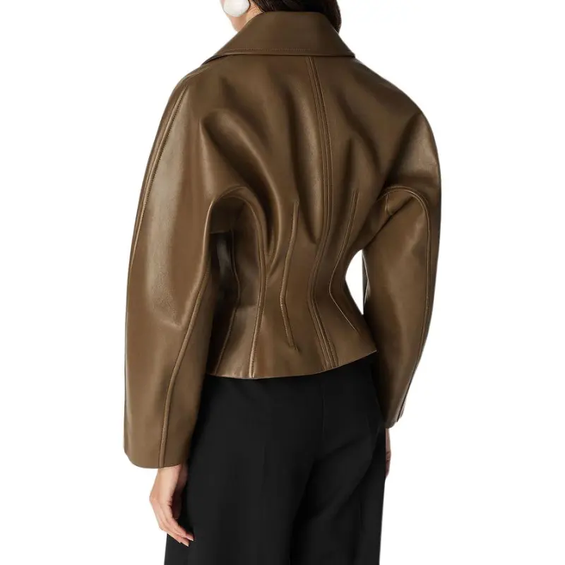 Bottega Veneta Leather Jacket Women's Brown-1