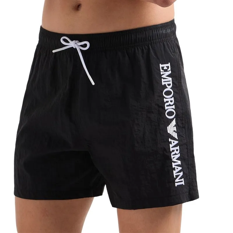 EMPORIO ARMANI Swim Shorts With Vertical Logo Embroidery-1