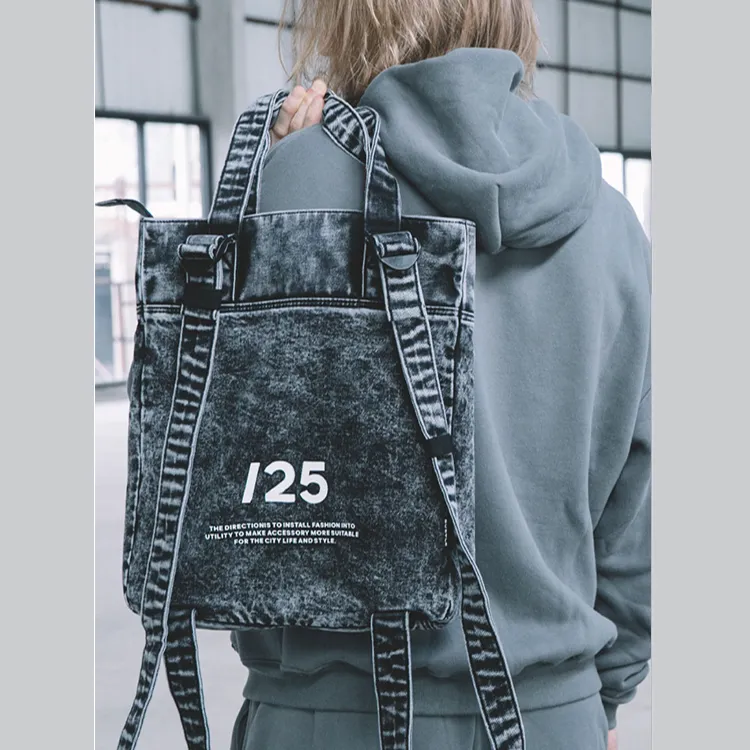 Subtle Cotton Handbag, Backpack Regular Unisex Berry Blue/Star Cloud Black-3