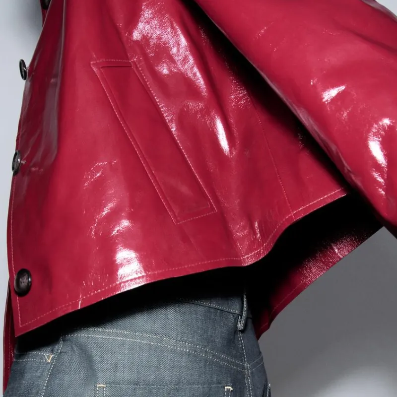 ZARA ZW Series Leather Jacket Women's Bright Red-4