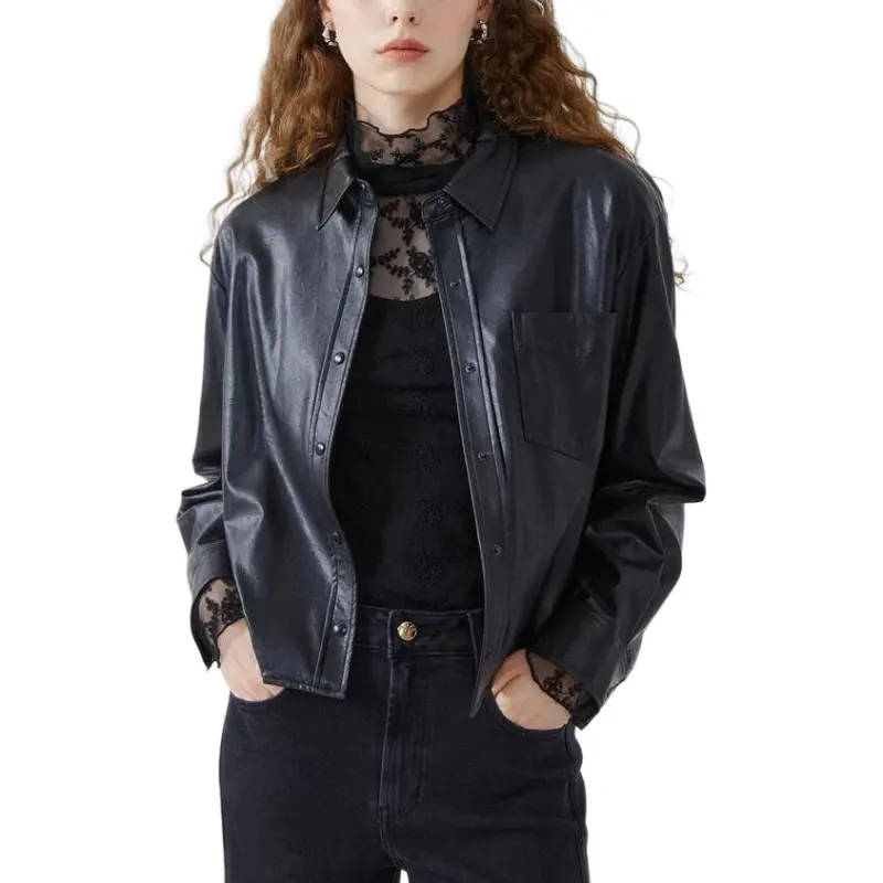 GUESS Leather Jacket Women's Black-2