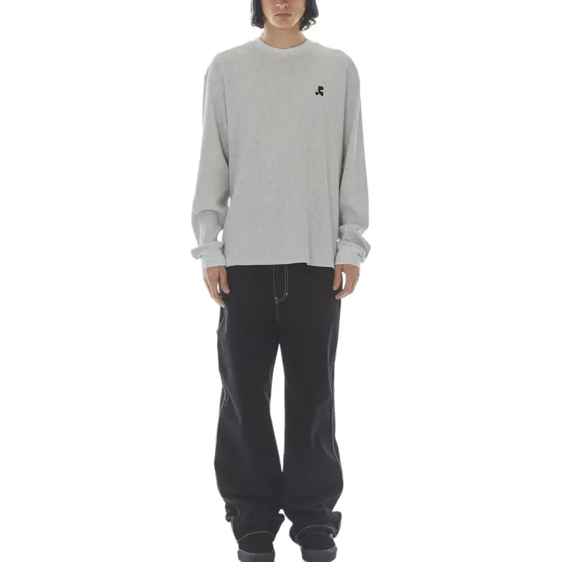 Rest&Recreation OVERSIZED WAFFLE CREWNECK T SHIRT T Shirt Men's LIGHT GREY/Light Gray-4