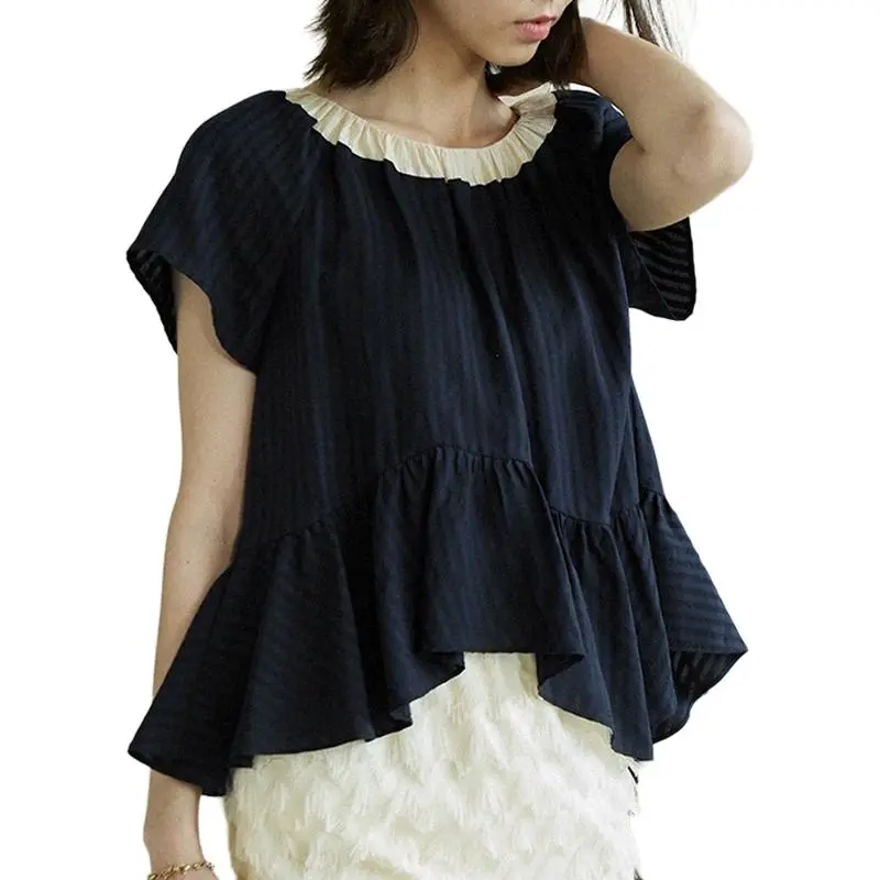 Mu Xiao Xin Shirts Women's Dark Blue-2