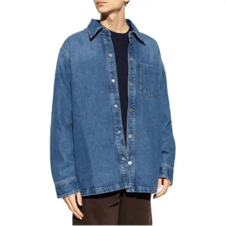 AMIPARIS Paris Ami De Coeur Logo Embossed Denim Jacket-3