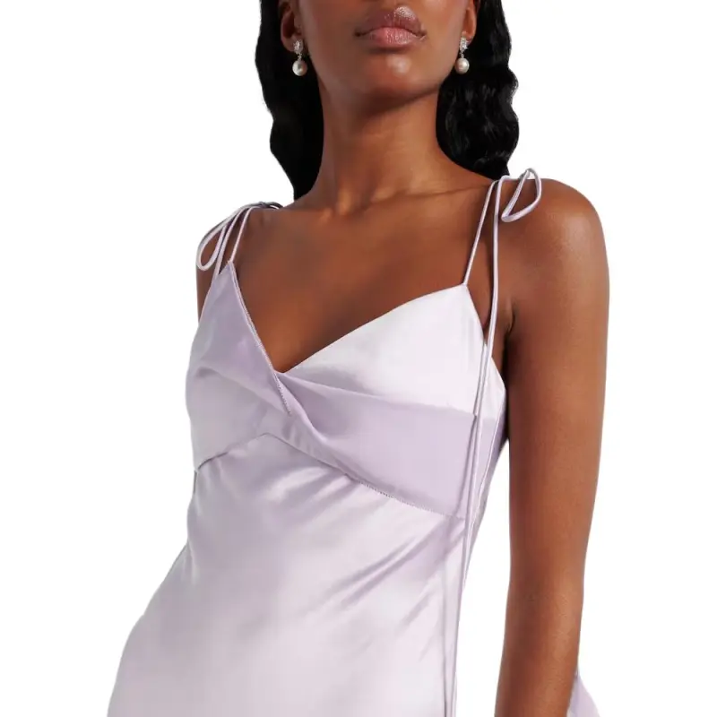Self portrait Floral appliqué Satin Dress-4