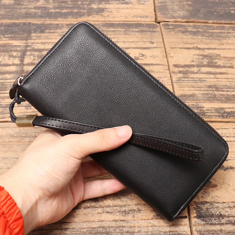 LARTIGENT Cow Leather Clutch Regular Men's Black/Royal Blue-1
