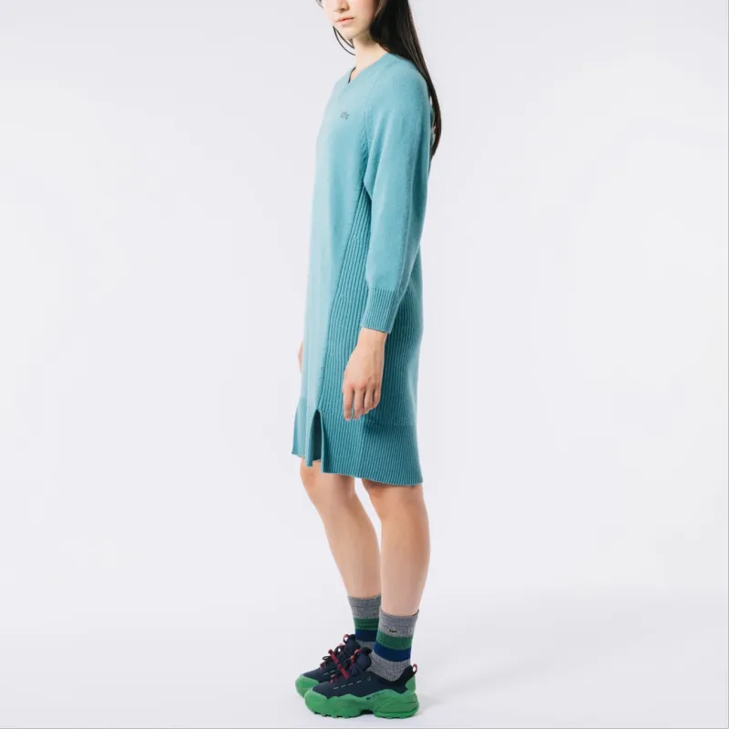 LACOSTE Long Sleeved Dress Women's Blue-4