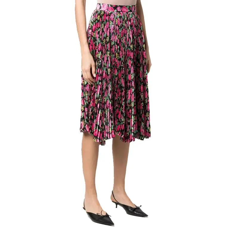 Balenciaga Floral Pleat Silk Skirt-3