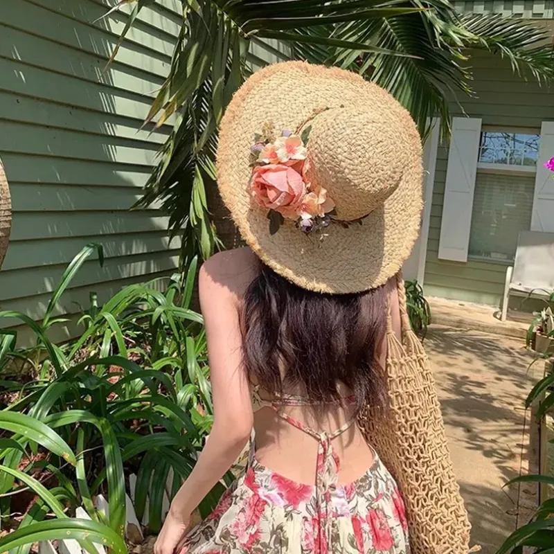 SLEEPYWALK Raffia Sun Protection Hats Women's-4