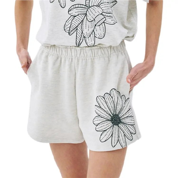 MARDI MERCREDI SS25 SWEAT SHORTS FLOWER_OATMEAL BLACK Casual Shorts Korean Style Women's Oat Black-3